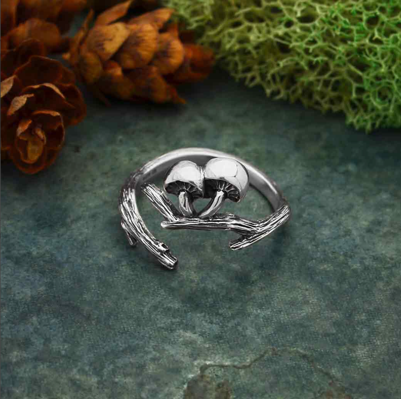 Nina Designs- Sterling Silver Adjustable Branch and Mushroom Ring