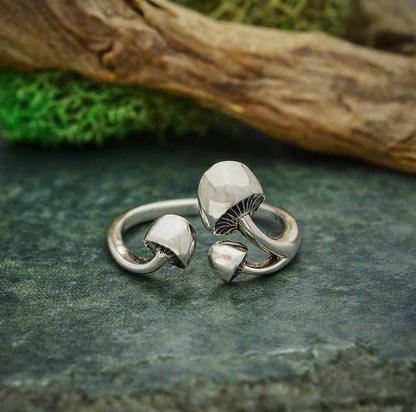 Nina Designs- Sterling Silver Adjustable Three Mushroom Ring