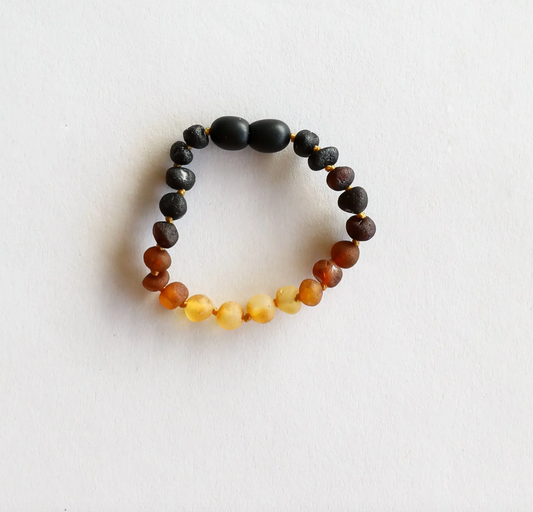 Canyon Leaf Amber Teething Bracelet- Raw Ombre Amber