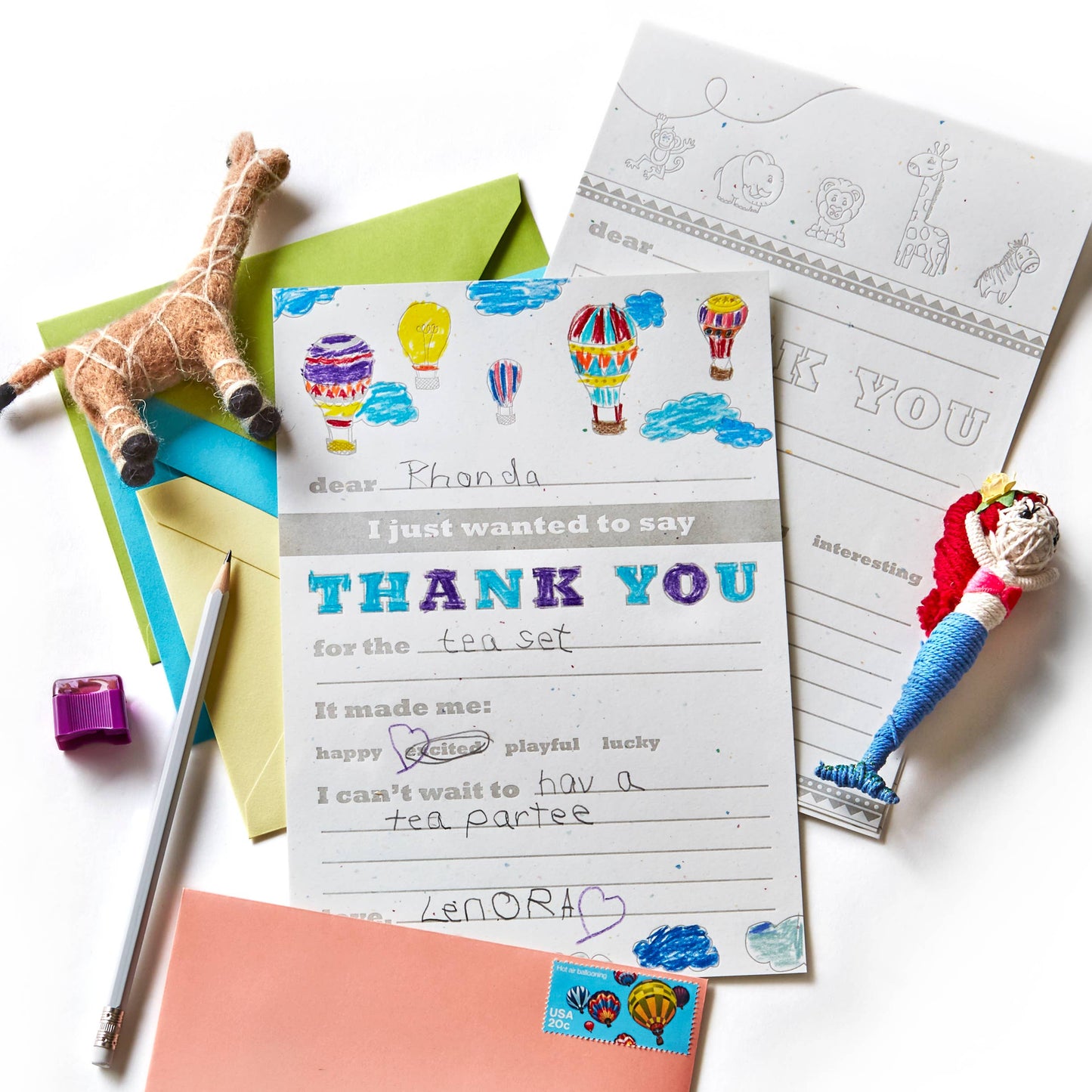 Color Box Design and Letterpress Kid Thank You Notes Kit