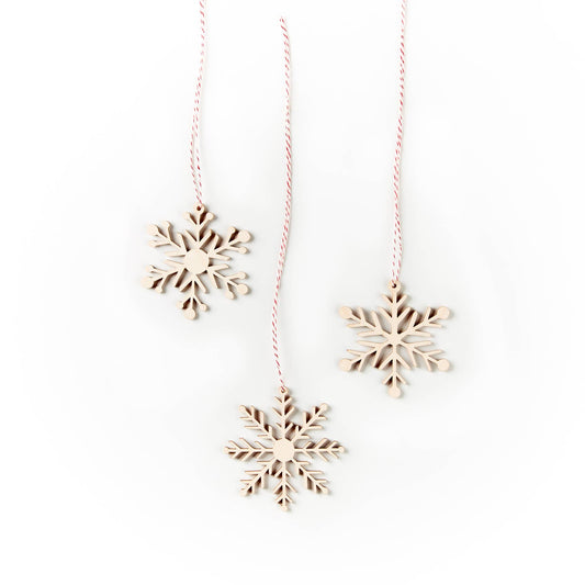 Light + Paper Simple Snowflake Wooden Ornaments