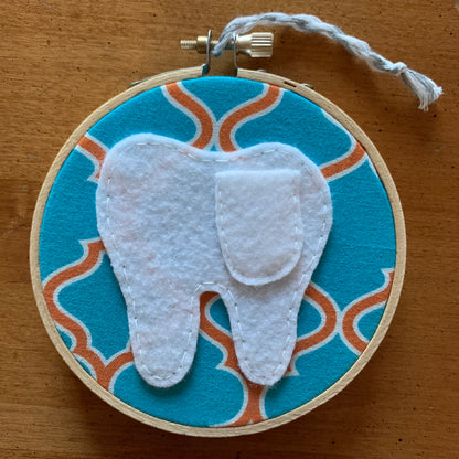 Beedle Button Stitch- Blue and Orange Tooth Fairy Hoop